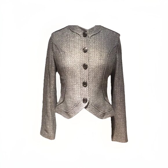 Etcetera Black White Woven Tweed Motto Jacket Sz 2 Preppy Tailored Business - Picture 2 of 6